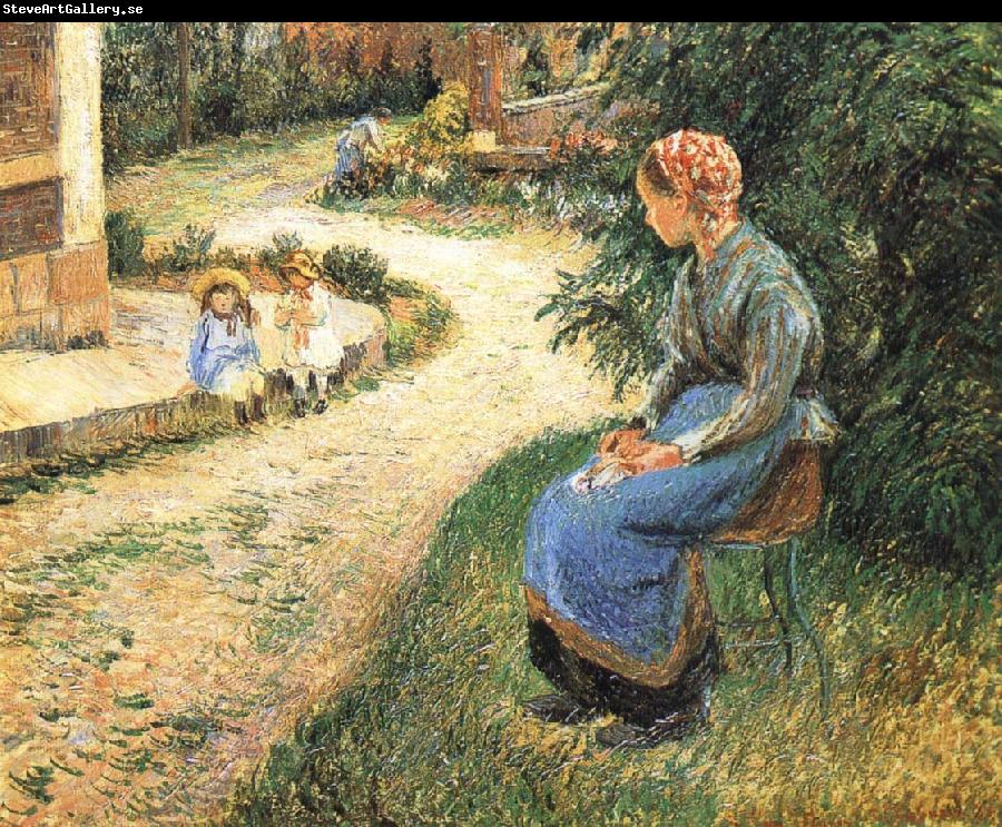 Camille Pissarro Sitting in the garden of the maids